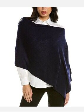 New In2 By Incashmere Cashmere Topper Poncho, Mightnight Navy One-Size